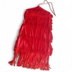 PrettyLittleThing Red Dress Size 12 tassels cocktail women’s